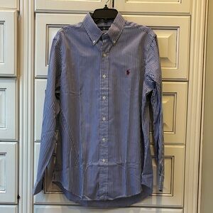 Polo Ralph Lauren Navy and White Striped Button Down Shirt
